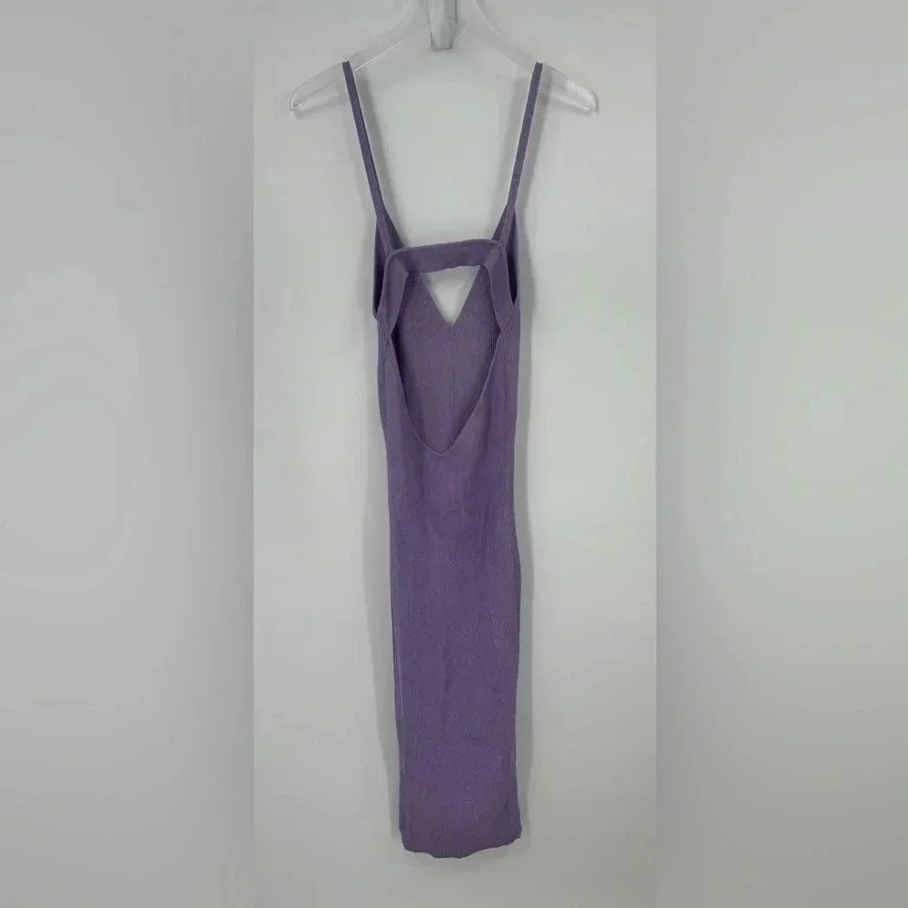 Retrofete Amster Rib Knit Midi Dress Metallic Lilac Size L B262 - Picture 7 of 7